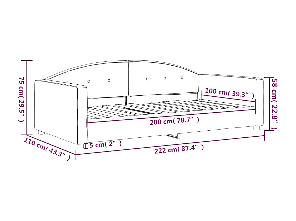 Lit de repos sans matelas vert foncé 100x200 cm velours