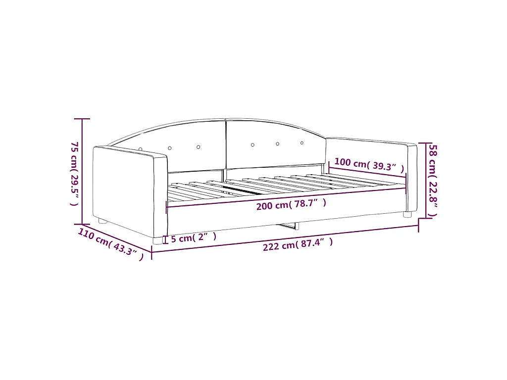 Lit de repos sans matelas vert foncé 100x200 cm velours