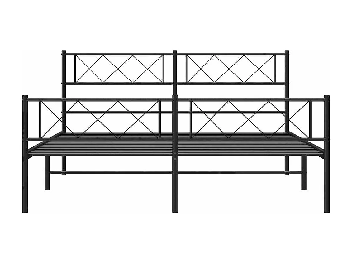 Cadre de lit métal sans matelas avec pied de lit noir 150x200cm