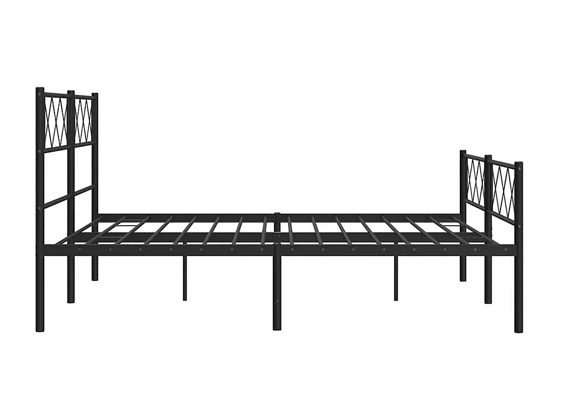 Cadre de lit métal sans matelas avec pied de lit noir 150x200cm