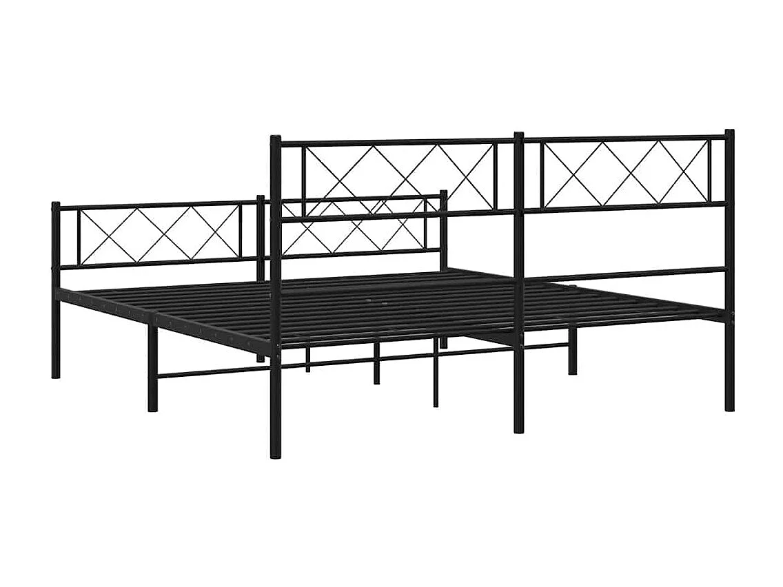 Cadre de lit métal sans matelas avec pied de lit noir 150x200cm