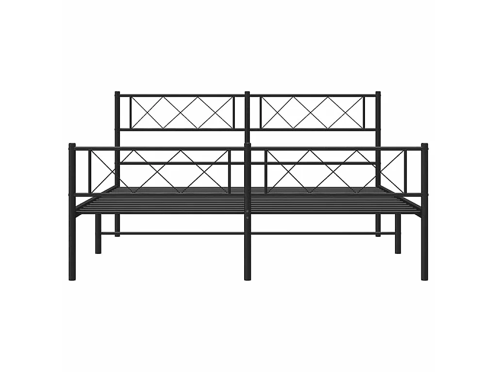 Cadre de lit métal sans matelas avec pied de lit noir 150x200cm