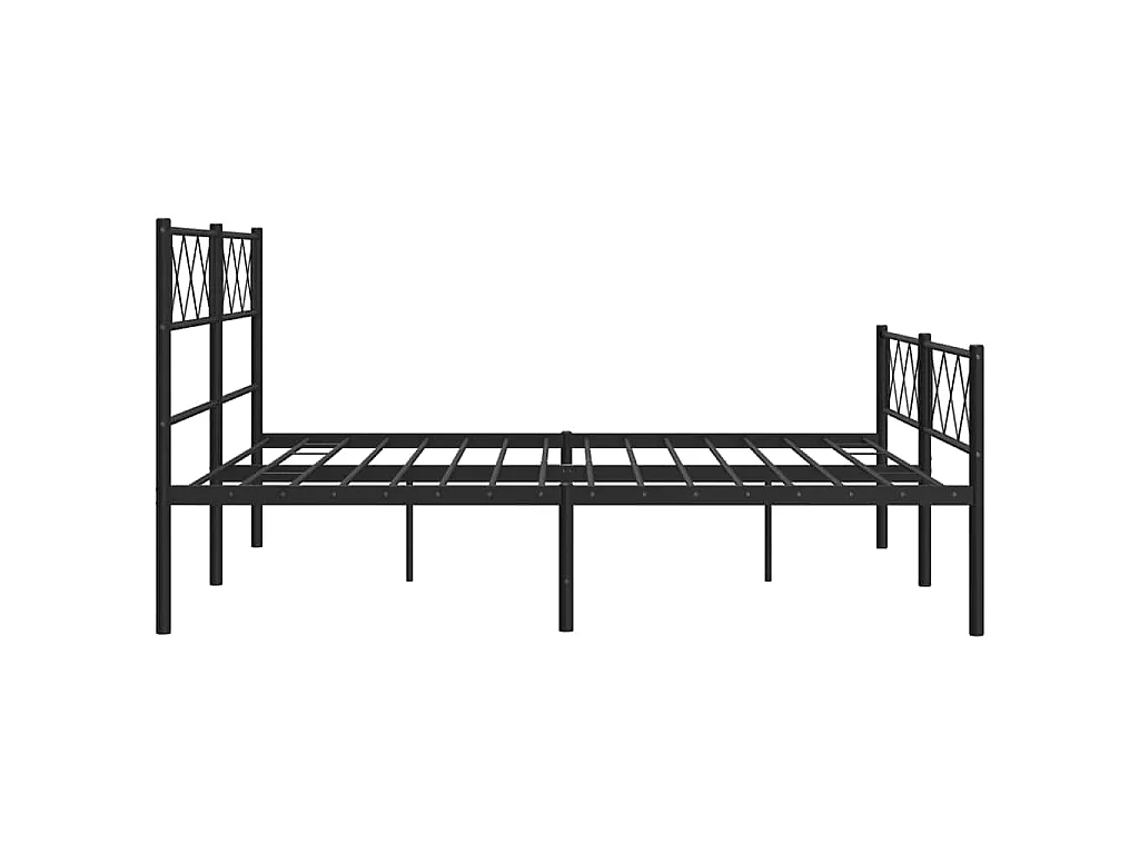 Cadre de lit métal sans matelas avec pied de lit noir 150x200cm