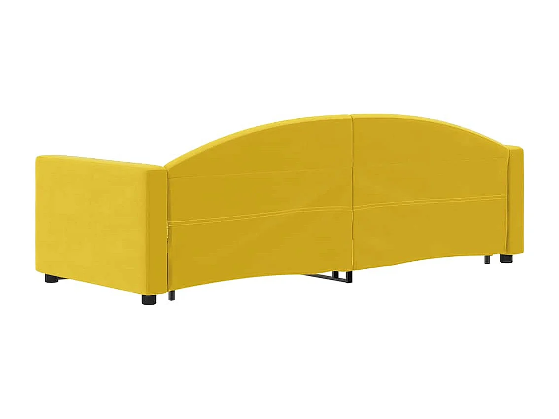 Lit de jour avec gigogne et tiroirs jaune 80x200 cm velours