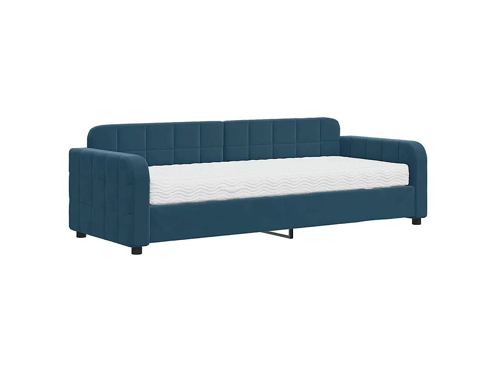 Lit de jour avec matelas bleu 80x200 cm velours
