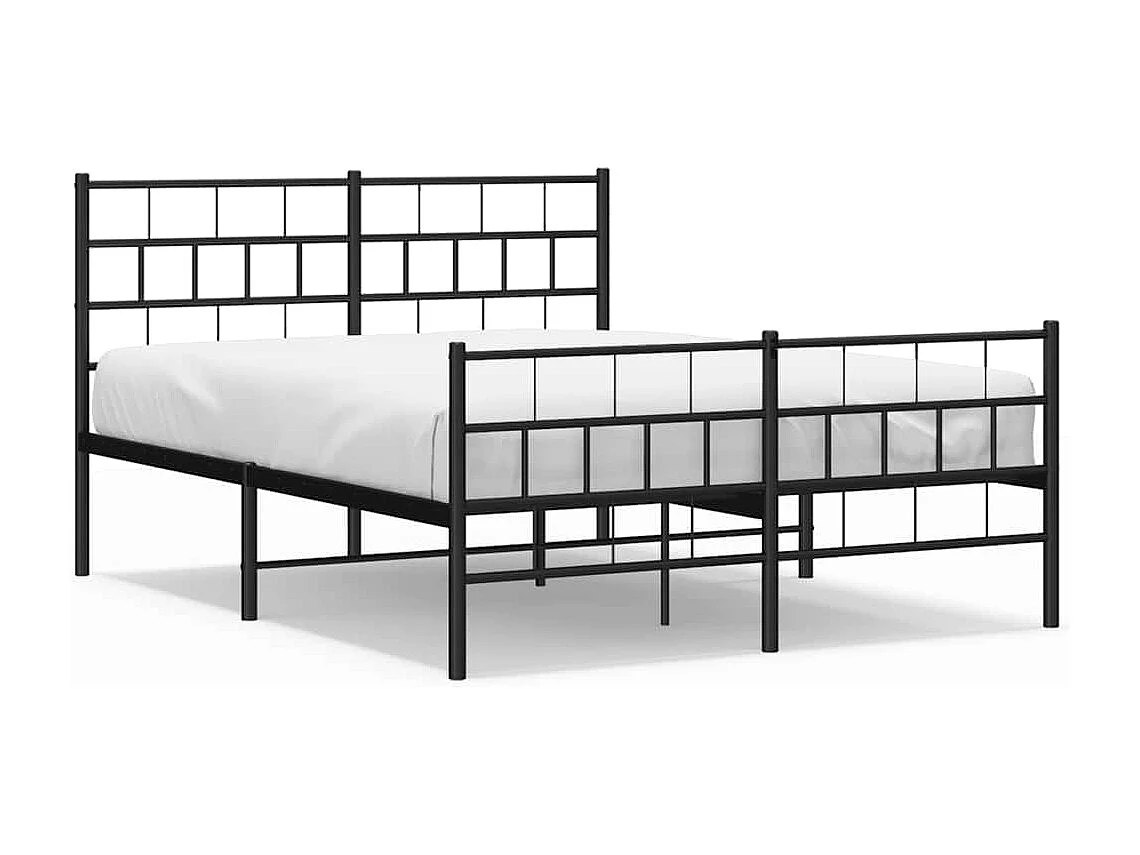 Bettgestell mit Kopf- und Fußteil Metall Schwarz 135x190 cm