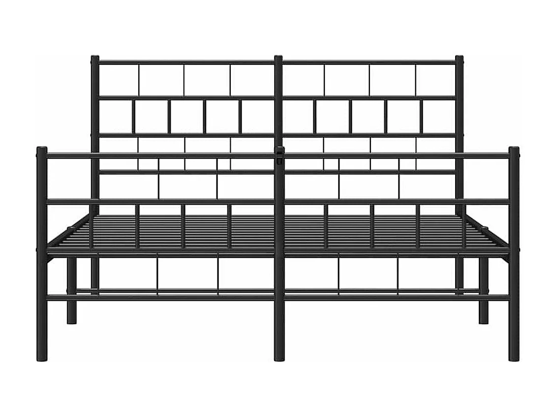 Bettgestell mit Kopf- und Fußteil Metall Schwarz 135x190 cm