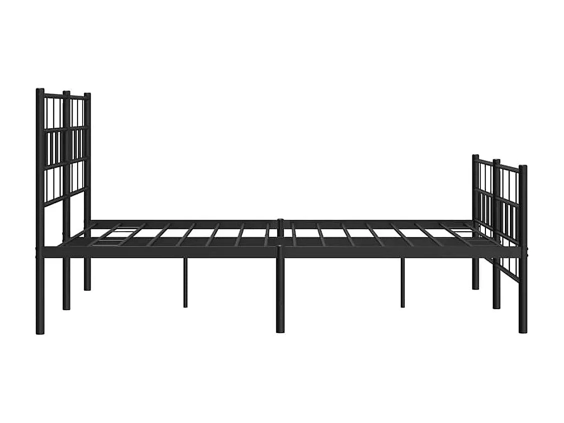 Bettgestell mit Kopf- und Fußteil Metall Schwarz 135x190 cm