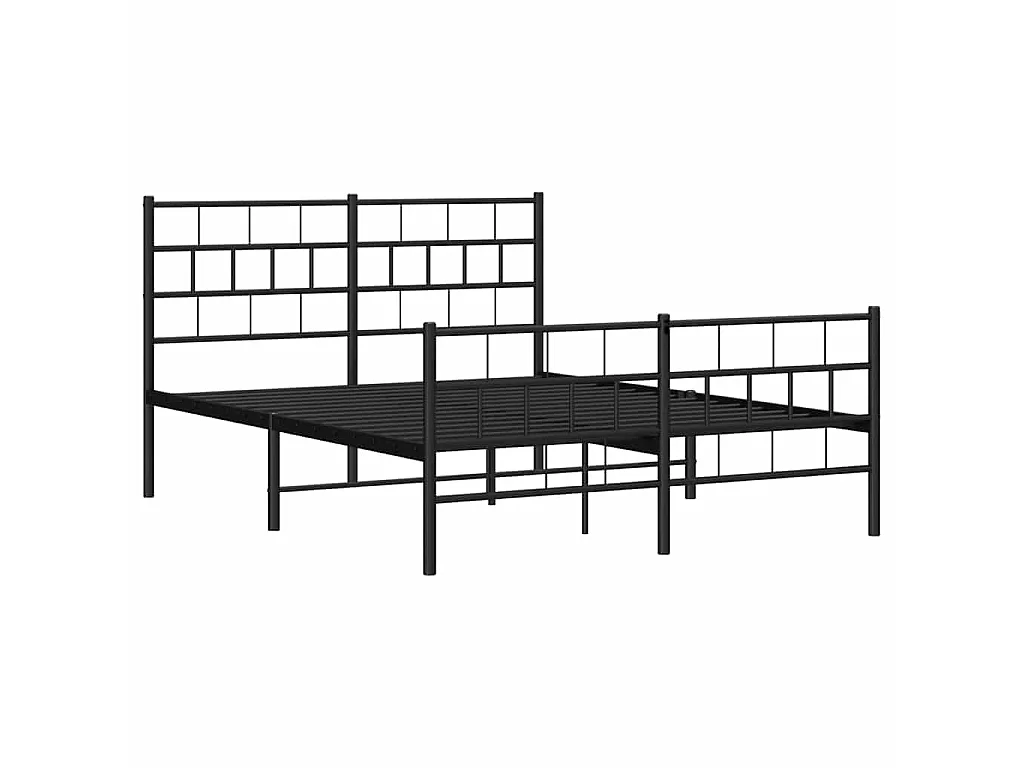 Cadre de lit métal sans matelas avec pied de lit noir 135x190cm