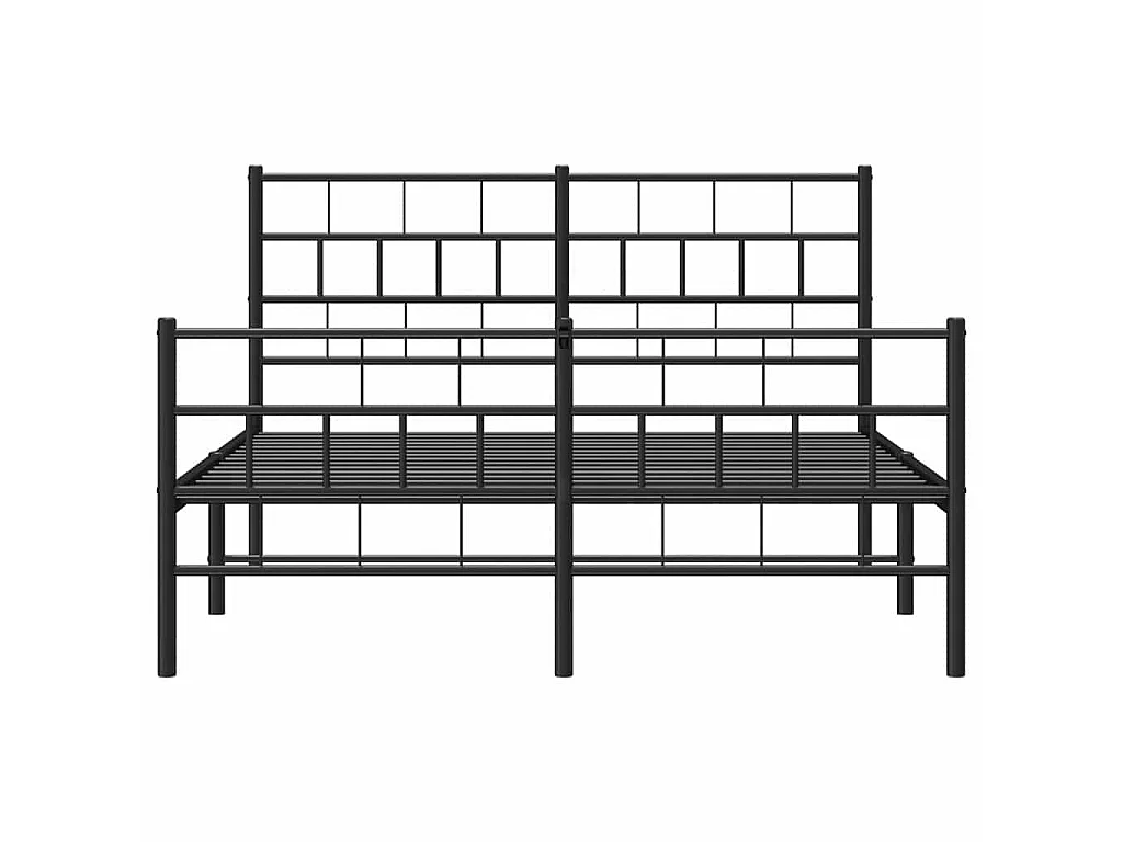 Cadre de lit métal sans matelas avec pied de lit noir 135x190cm