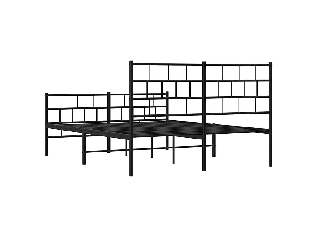 Cadre de lit métal sans matelas avec pied de lit noir 135x190cm