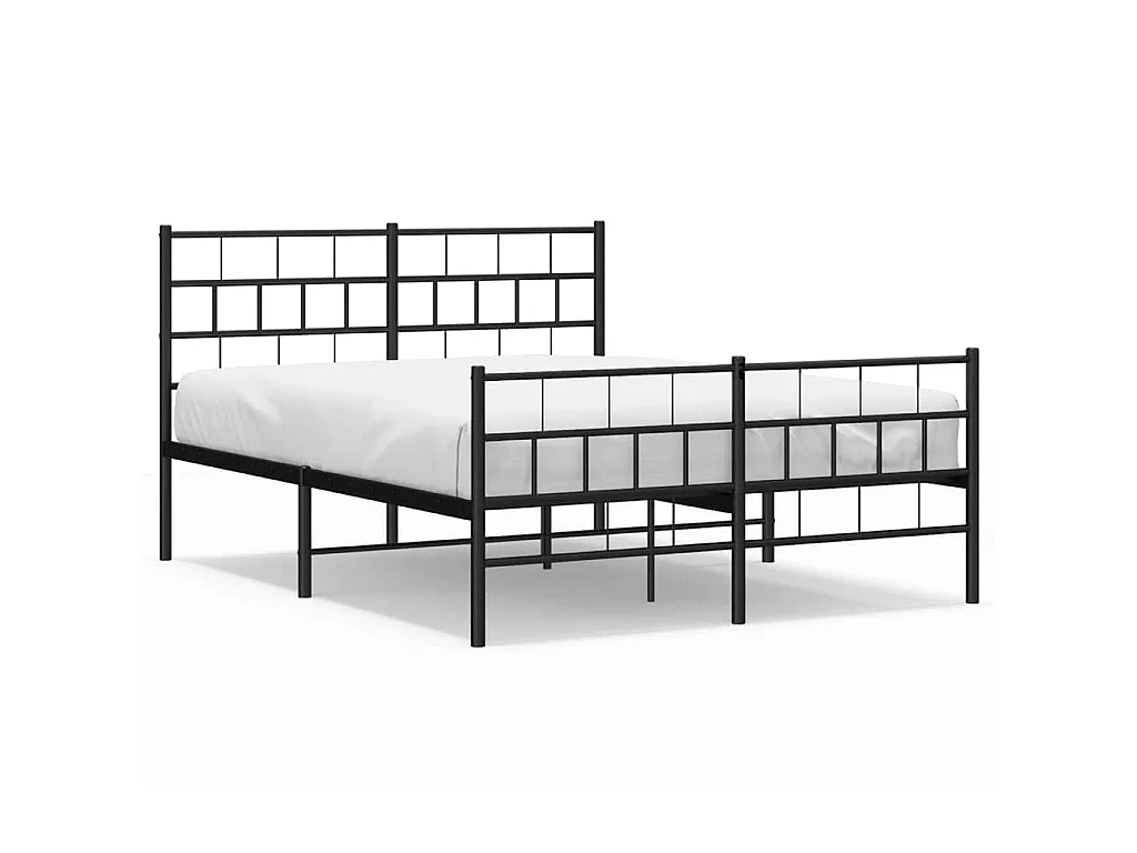 Bedframe met hoofd- en voeteneinde metaal zwart 135x190 cm