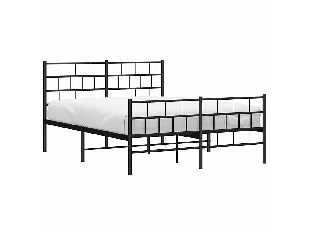 Bedframe met hoofd- en voeteneinde metaal zwart 135x190 cm