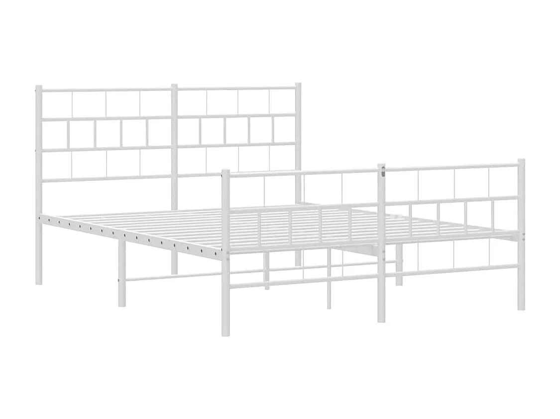 Bettgestell mit Kopf- und Fußteil Metall Weiß 140x200 cm