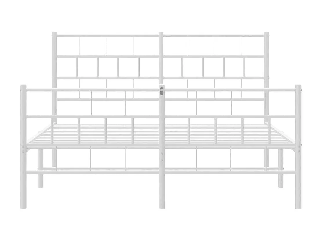 Bettgestell mit Kopf- und Fußteil Metall Weiß 140x200 cm