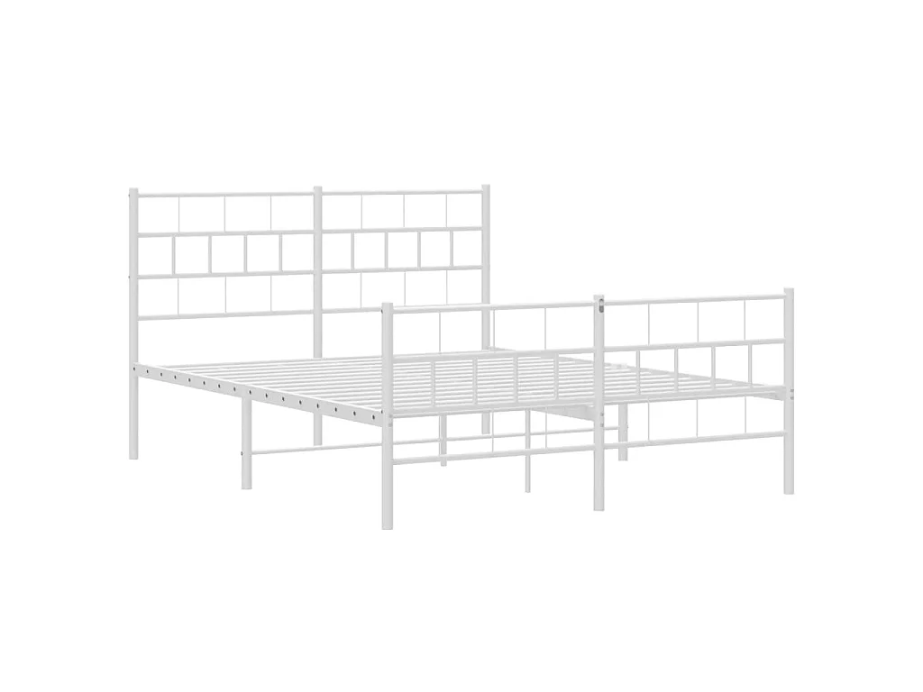 Giroletto con Testiera e Pediera Metallo Bianco 140x200 cm