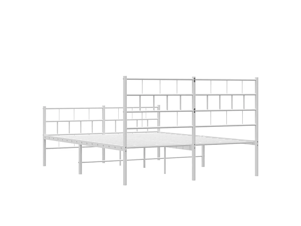 Giroletto con Testiera e Pediera Metallo Bianco 140x200 cm