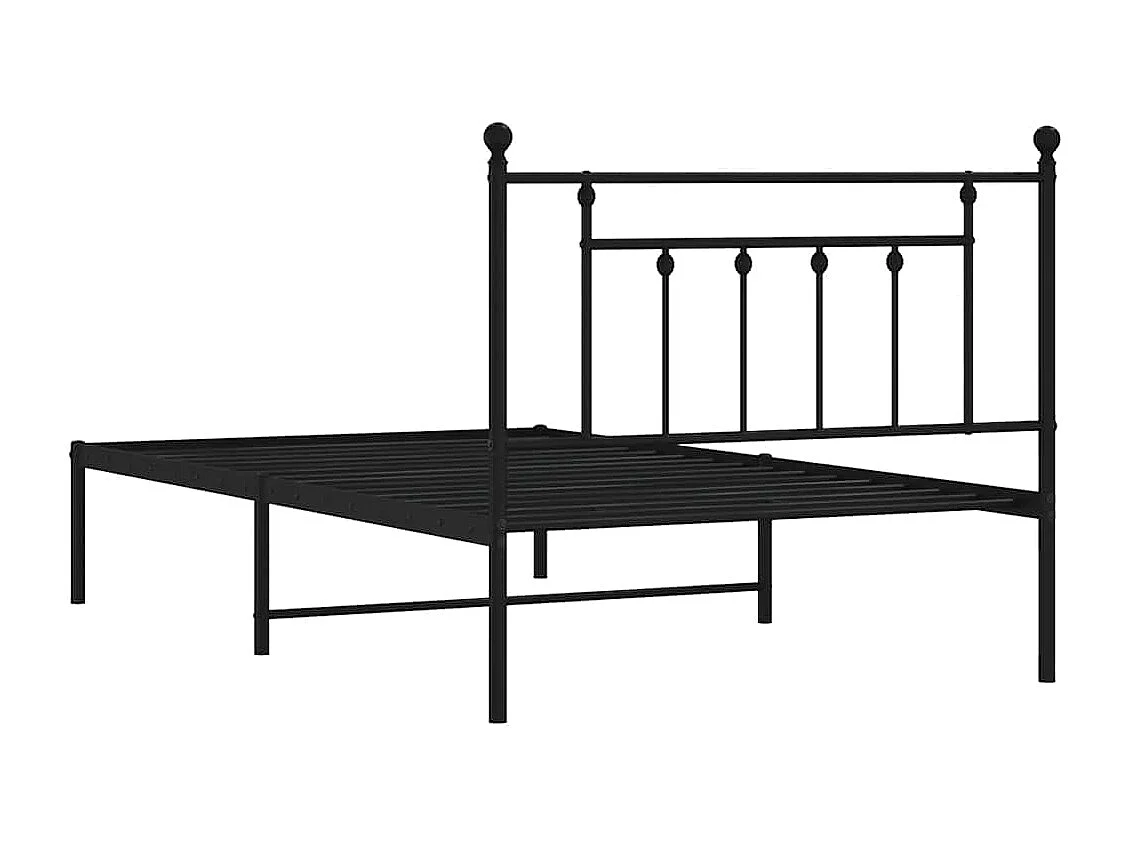 Cadre de lit métal sans matelas avec tête de lit noir 100x200cm