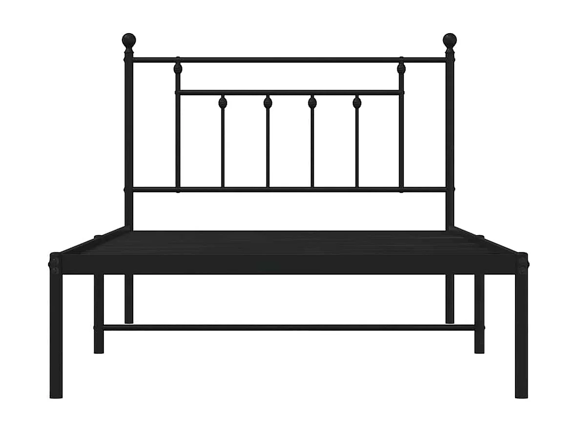 Cadre de lit métal sans matelas avec tête de lit noir 100x200cm
