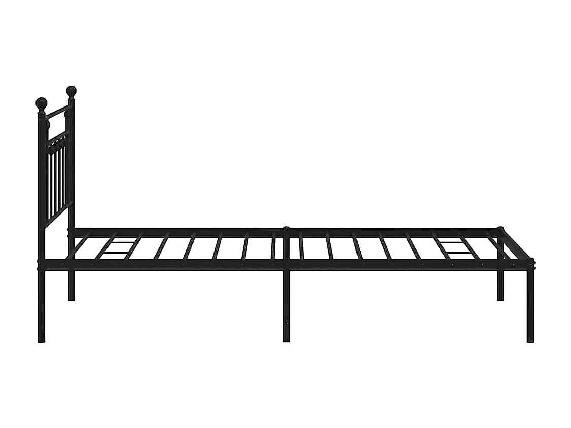 Cadre de lit métal sans matelas avec tête de lit noir 100x200cm
