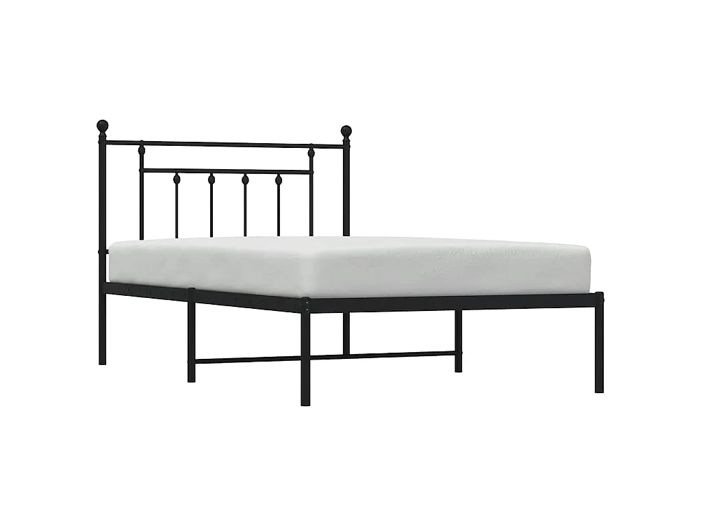 Cadre de lit métal sans matelas avec tête de lit noir 100x200cm