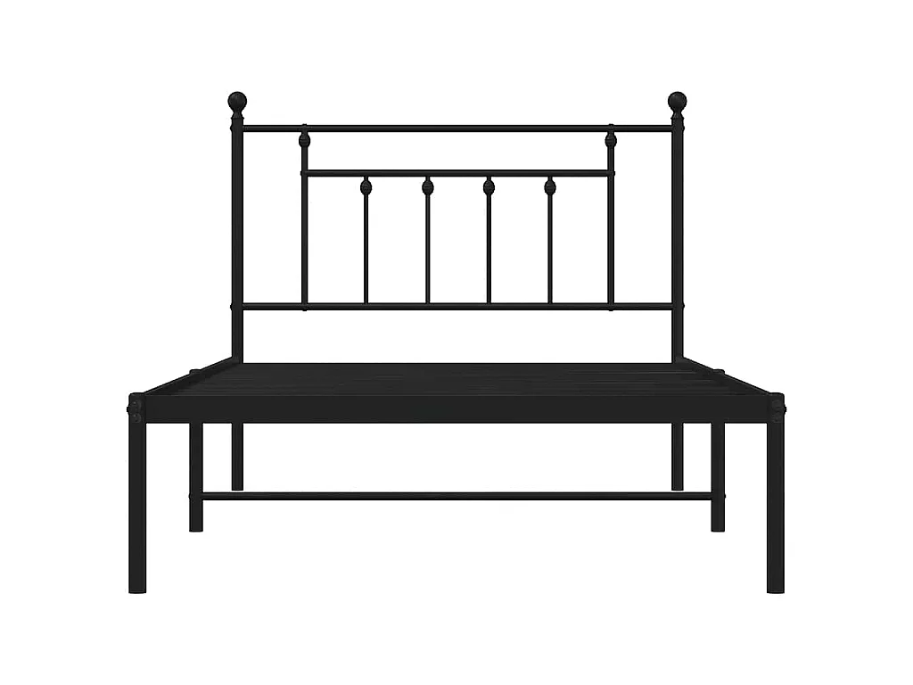 Cadre de lit métal sans matelas avec tête de lit noir 100x200cm