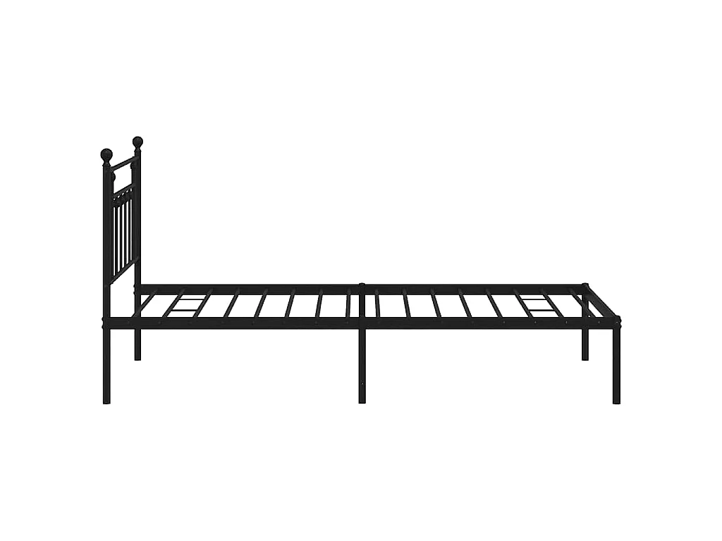 Cadre de lit métal sans matelas avec tête de lit noir 100x200cm