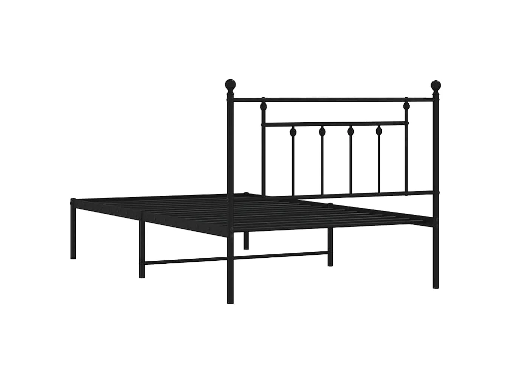Cadre de lit métal sans matelas avec tête de lit noir 100x200cm
