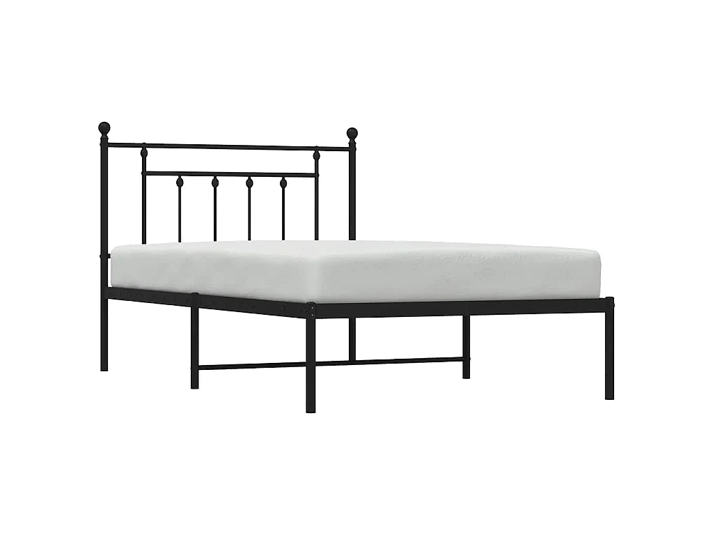 Cadre de lit métal sans matelas avec tête de lit noir 100x200cm