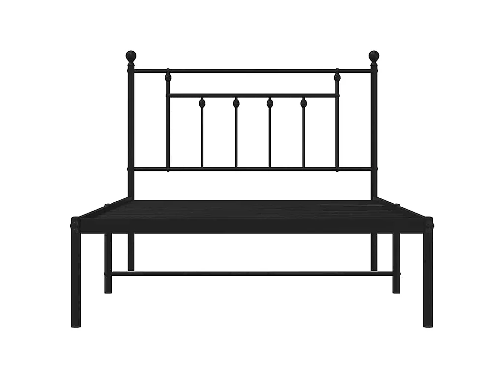 Cadre de lit métal sans matelas avec tête de lit noir 100x200cm