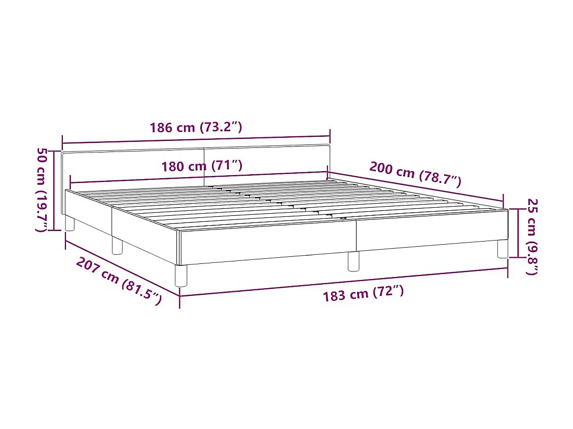 Giroletto senza Materasso Crema 180x200 cm in Tessuto