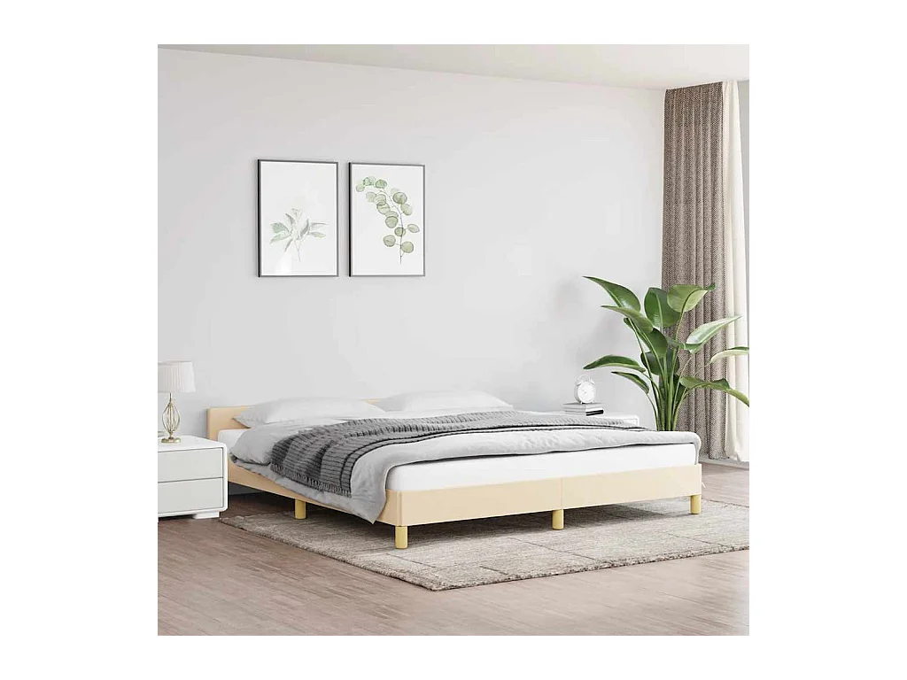 Cadre de lit sans matelas crème 180x200 cm tissu