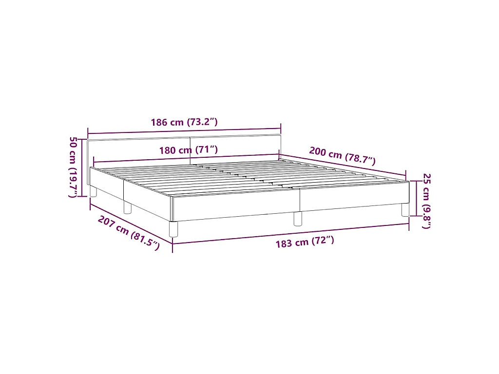 Cadre de lit sans matelas crème 180x200 cm tissu