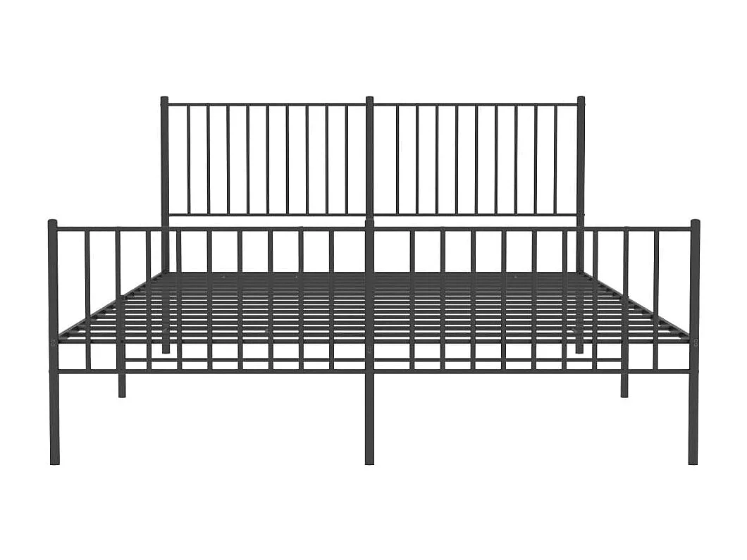 Cadre de lit métal sans matelas avec pied de lit noir 160x200cm