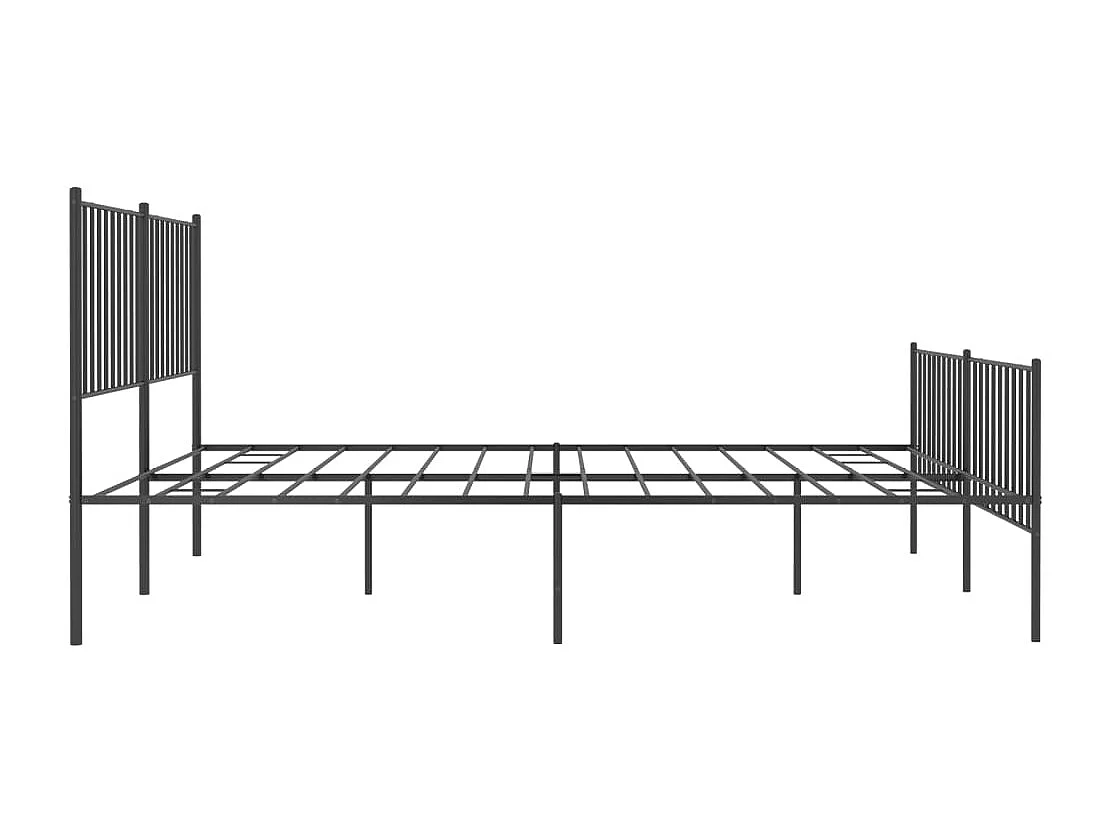 Cadre de lit métal sans matelas avec pied de lit noir 160x200cm