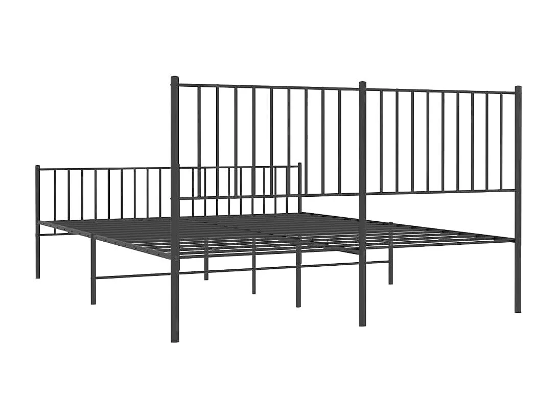 Cadre de lit métal sans matelas avec pied de lit noir 160x200cm