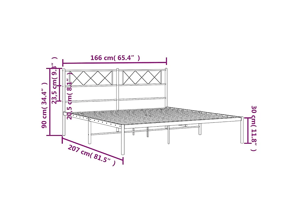 Bedframe met hoofdbord metaal zwart 160x200 cm