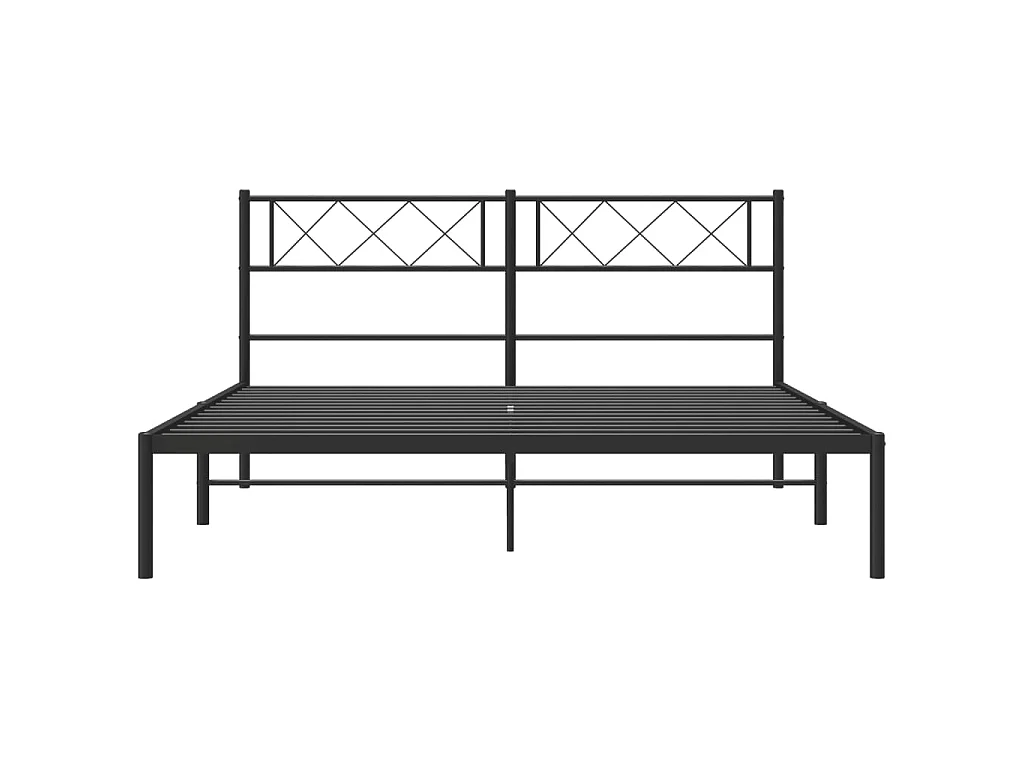 Bedframe met hoofdbord metaal zwart 160x200 cm