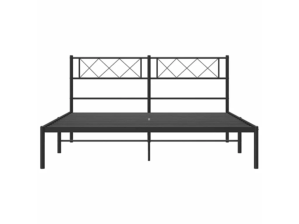 Cadre de lit métal sans matelas et tête de lit noir 160x200 cm