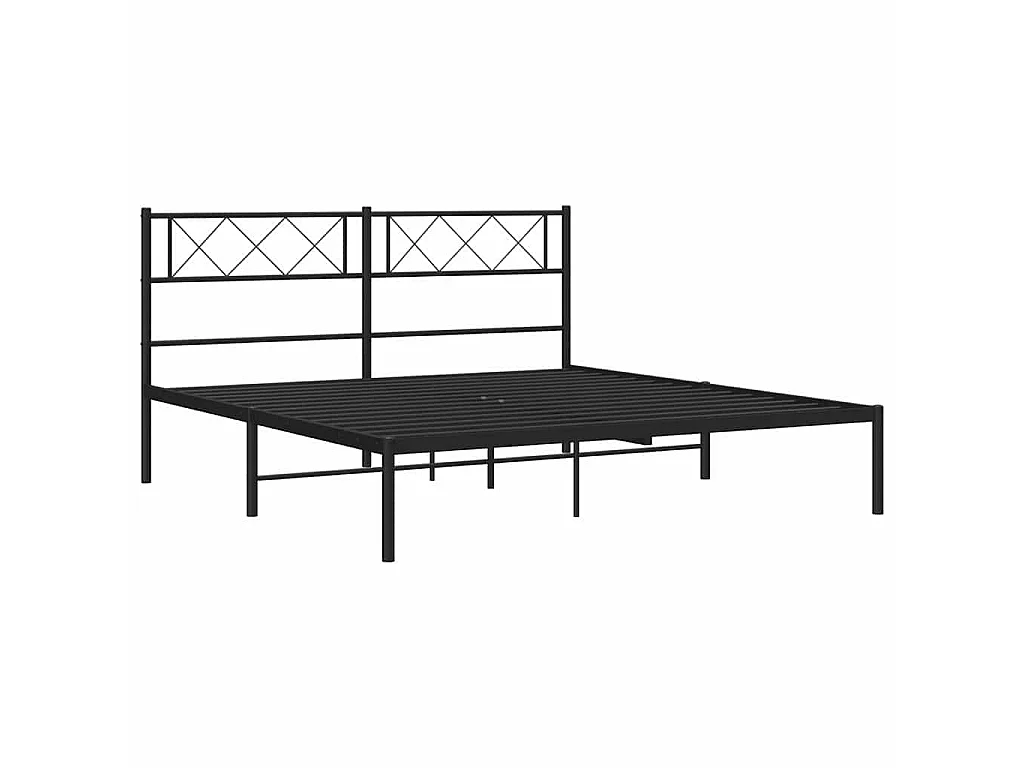 Cadre de lit métal sans matelas et tête de lit noir 160x200 cm