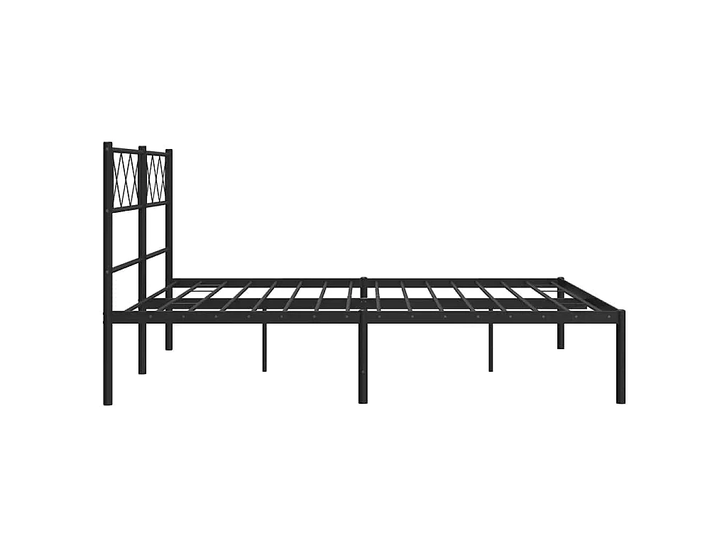 Cadre de lit métal sans matelas et tête de lit noir 160x200 cm
