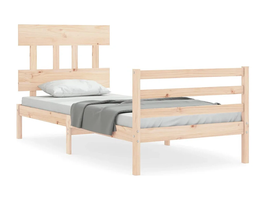 Bedframe met hoofdbord massief hout 100x200 cm