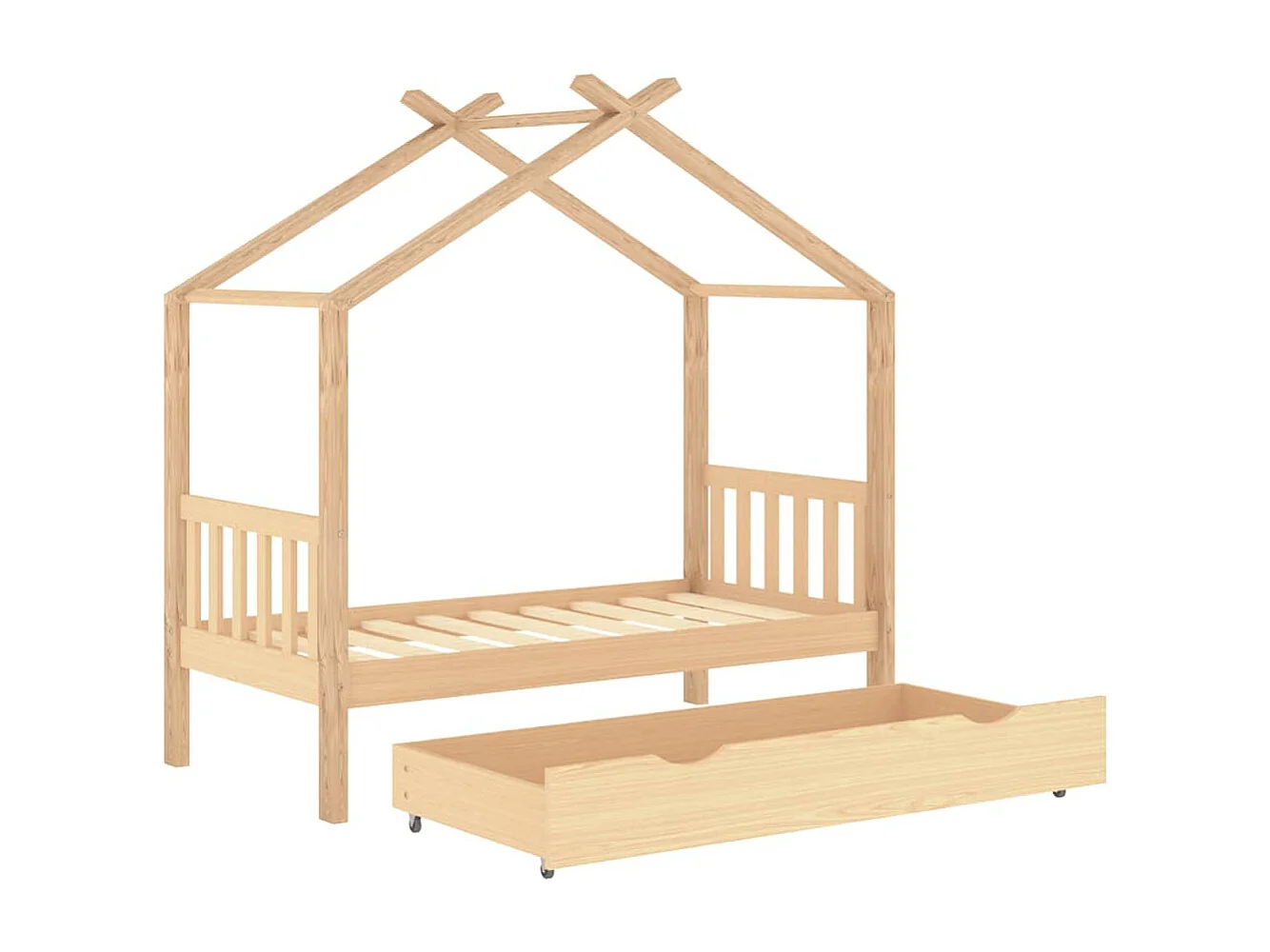 Estrutura de cama para criança c/ gaveta 80x160 cm pinho maciço