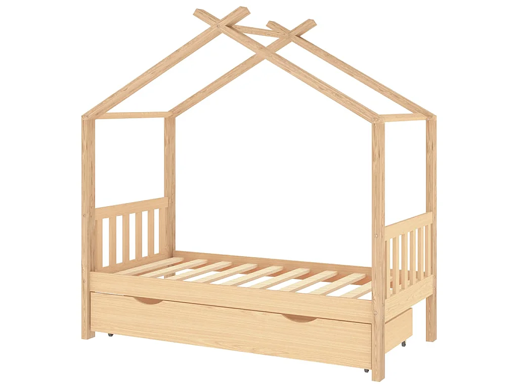 Giroletto per Bambini con Cassetto Legno Massello Pino 80x160cm