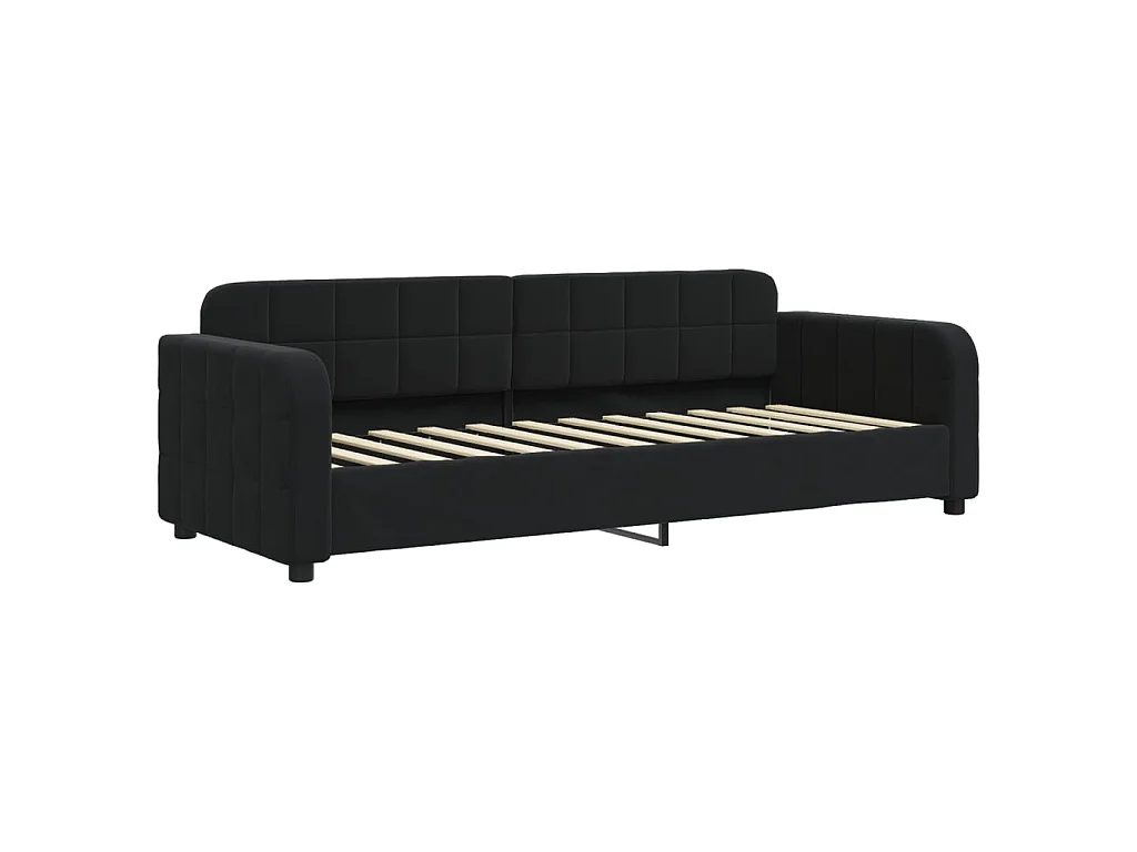 Divano Letto Estraibile con Cassetti Nero 80x200 cm in Velluto