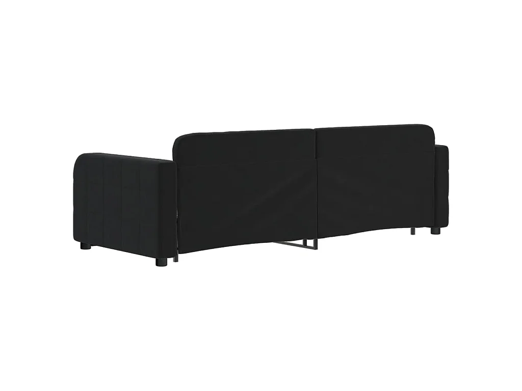 Divano Letto Estraibile con Cassetti Nero 80x200 cm in Velluto