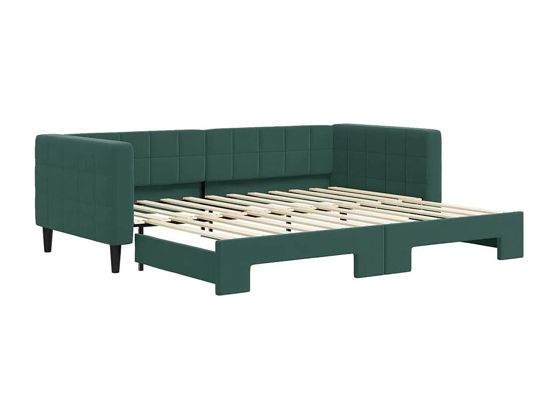 Divano Letto con Letto Estraibile Verde Scuro 90x200cm Velluto