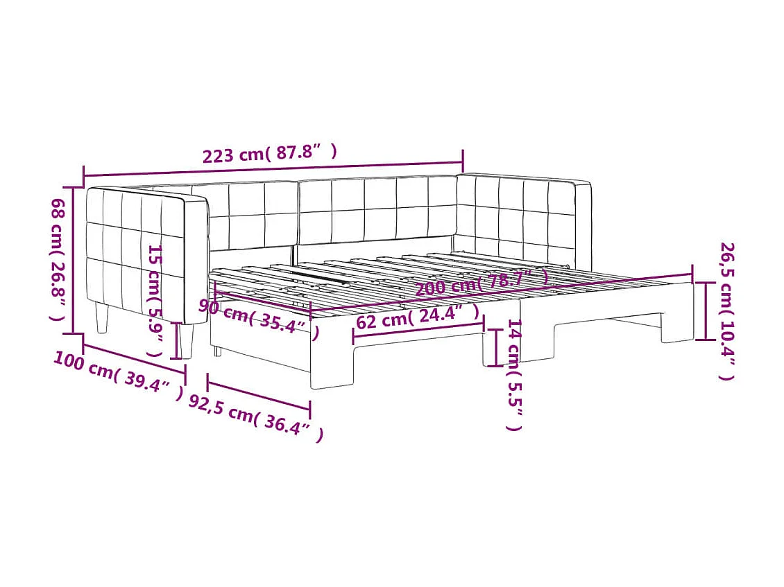 Divano Letto con Letto Estraibile Verde Scuro 90x200cm Velluto