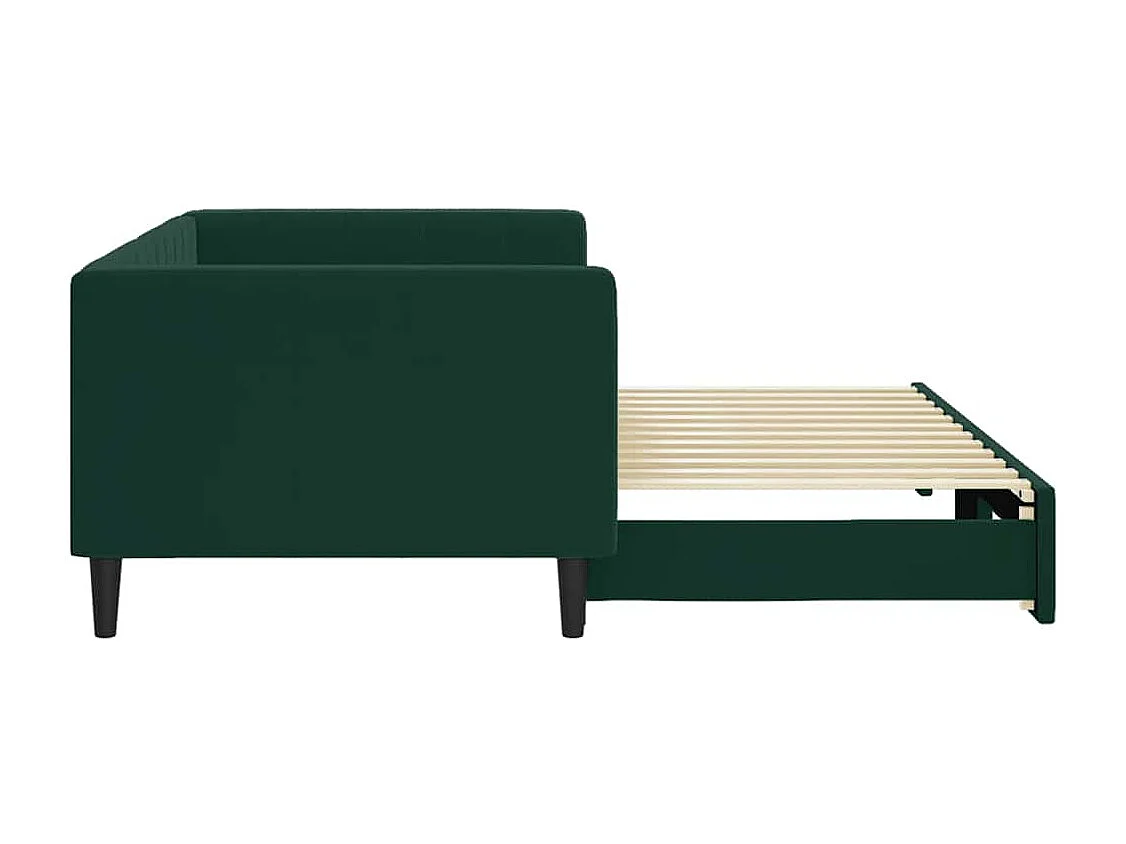 Lit de jour avec gigogne sans matelas vert foncé 90x200 cm