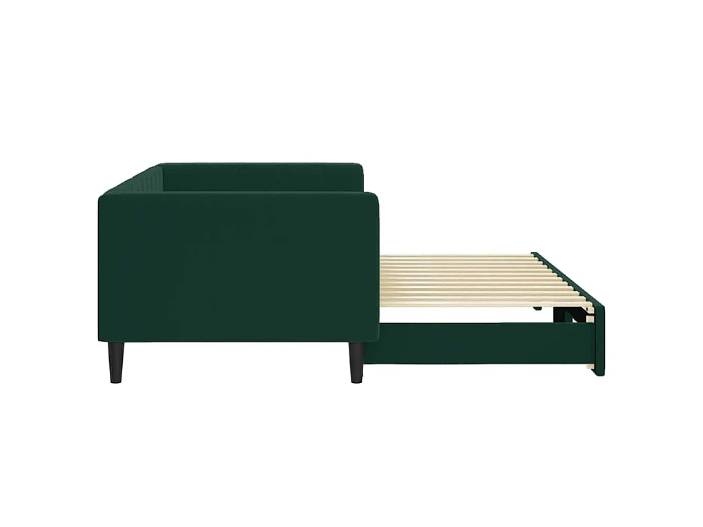 Lit de jour avec gigogne sans matelas vert foncé 90x200 cm